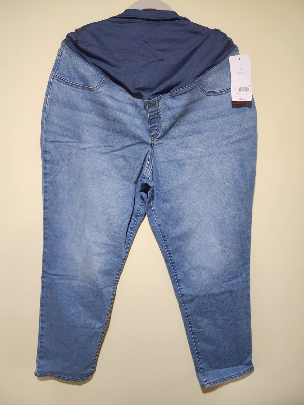 New Maternity Straight Leg Jeans XL – Light Wash Stretch Denim